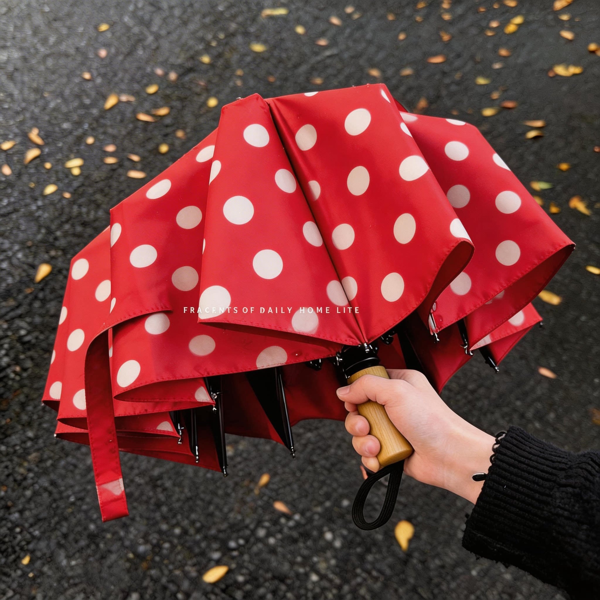 波点雨伞折叠自动伞遮阳太阳加大加厚加固伞晴雨两用女生高颜值伞