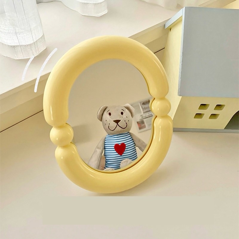 奶油色高级感ins风化妆镜女生可壁挂桌面台式高清梳妆镜宿舍家用