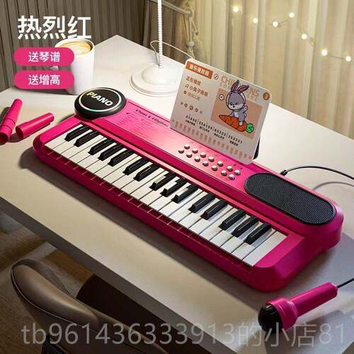 高档便携型式电子儿童小乐早教玩具多功琴能37键黑白琴初学器者男