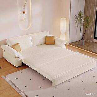 奶油风床沙发变两用一体WMA折式抽拉新叠日款式可拆洗猫爪皮布艺
