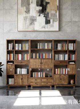 老木榆木IMO客厅断书架实风化板隔柜董展示架古新中式书柜置物架