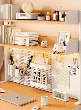 桌书架置桌物架面公书多层书架铁艺架子学生电脑桌上收办纳洞NKH