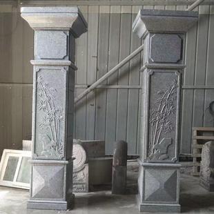 石雕花岩门林柱大理柱石庭院汉白玉大门柱青HEL石石岗景观园摆件