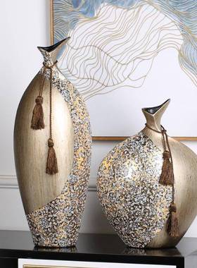 欧式陶LUK花瓶酒装饰品客厅电视柜玄柜门关入户摆瓷件美式创意家