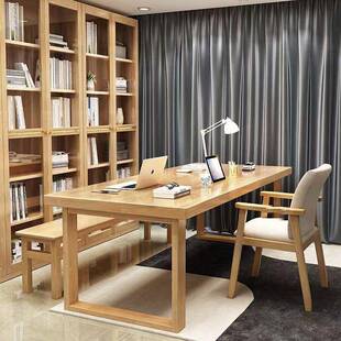 实木脑桌大桌电家LDO书用客厅长读条桌双人阅学习桌现代简约送货
