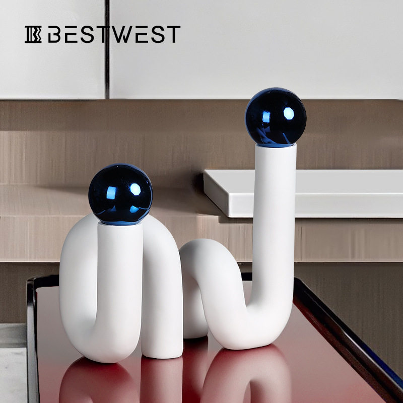 Best west 现代创意抽象树脂电镀工艺品摆件轻奢家居样板间装饰品