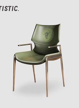 意式极XVQ简轻奢餐椅家餐用现代约靠椅桌椅不锈钢背化妆椅餐厅凳