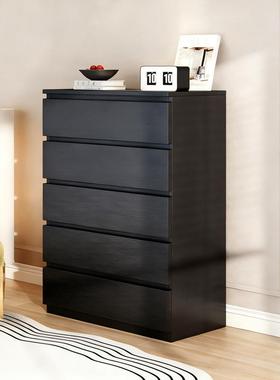 黑色五斗柜客储抽屉阳物XAR柜卧室台床尾收纳柜家用边柜置物柜厅