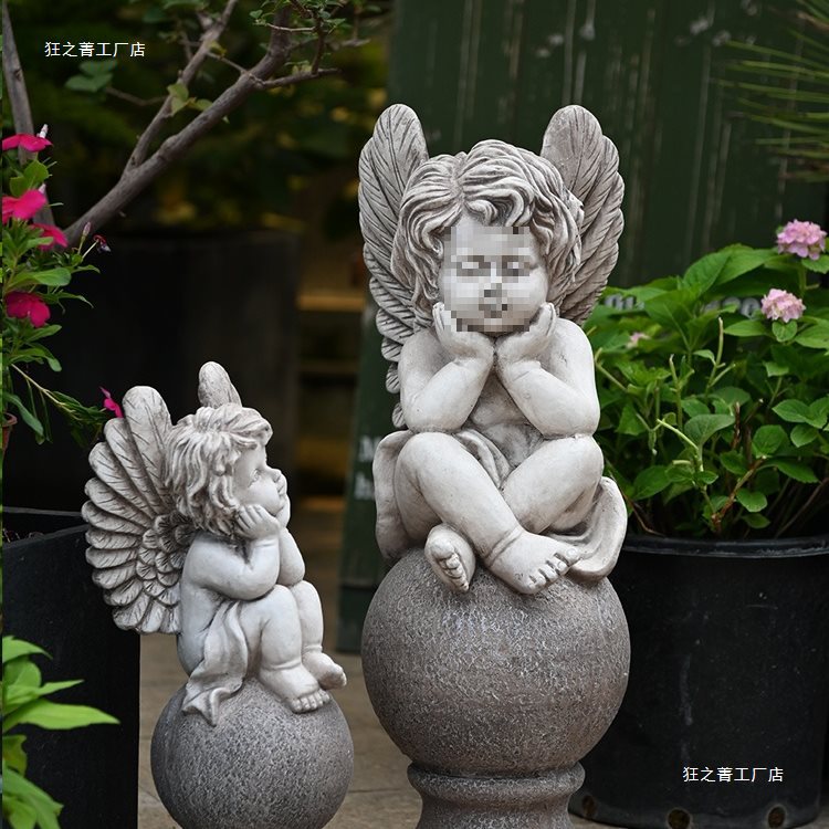 花园装饰欧式天使摆件户外可爱人物雕塑园林别墅庭院露台阳台布置
