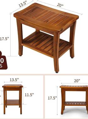 现货木室凳家用双层柚淋浴凳带储木物架浴防77558水浴室淋柚浴座