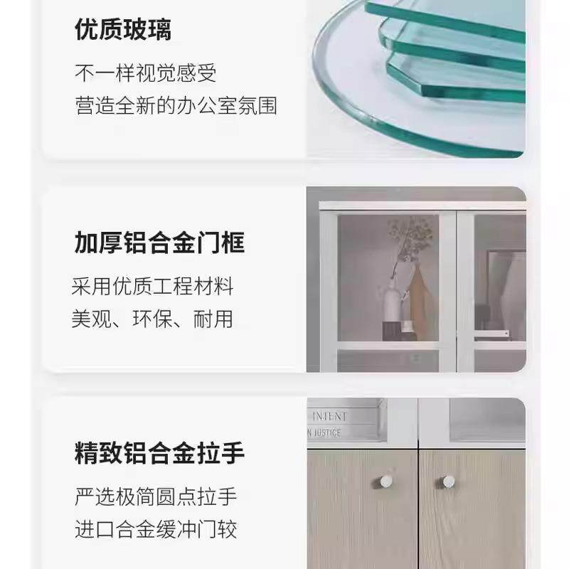 E0环WLZY办公文件柜玻璃柜资示料储展物柜简约保落地对开门书柜