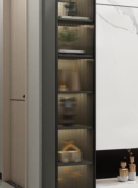 书柜玻落璃门防尘书架展ECH置物柜客厅窄缝柜家用储夹物柜地组合