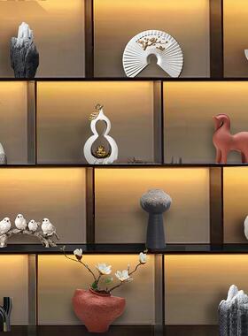 新中式家居设样房OFO间软装饰品书房板厅酒柜玄关博古摆客架摆件