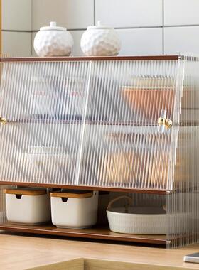 房置尘物架柜式碗碟收纳料盒放碗盘餐具防碗柜家用厨台面EHO调储