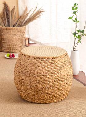 家用藤编意矮凳创板矮凳001凳台阳坐凳沙新发凳草编坐墩小凳子茶