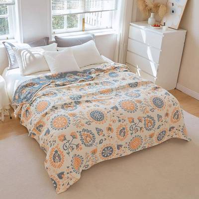 UF77J9M79G73波西棉米毛巾被纯亚成人棉六层纱布夏季毛巾毯全全棉