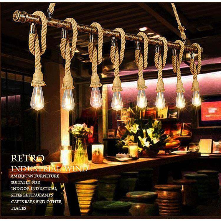 式店覆古乡橱窗装饰麻绳灯工业风酒吧491村饭美厅吧台服装水管吊,家装灯饰光源,智能吊灯,淘宝优惠券,粉丝福利购,淘宝优惠卷