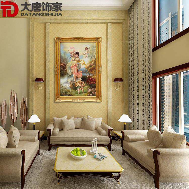 式欧客厅油画玄装饰画RW01纯手神绘油画古典人物天使油画春天女RW