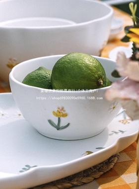 菜碗盘鱼盘碗组合浮雕用饭餐餐具清新小雏菊汤陶瓷RHM碗盘家碗碟