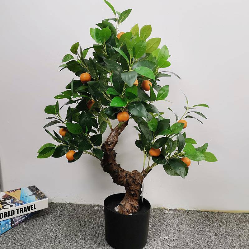 仿真绿植橘子店树带果盆栽酒家居件CR-橘子装饰品人摆造假树盆景