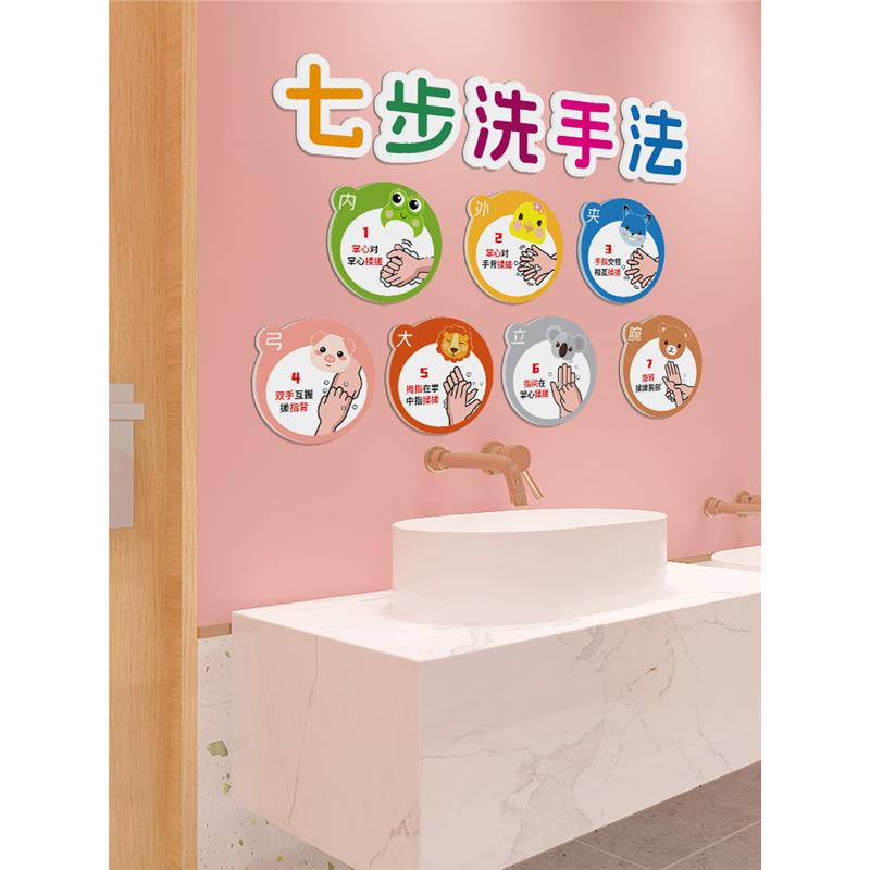 儿童七步洗手80795129步骤图墙贴幼园儿创墙面环装饰卡通贴纸厕所