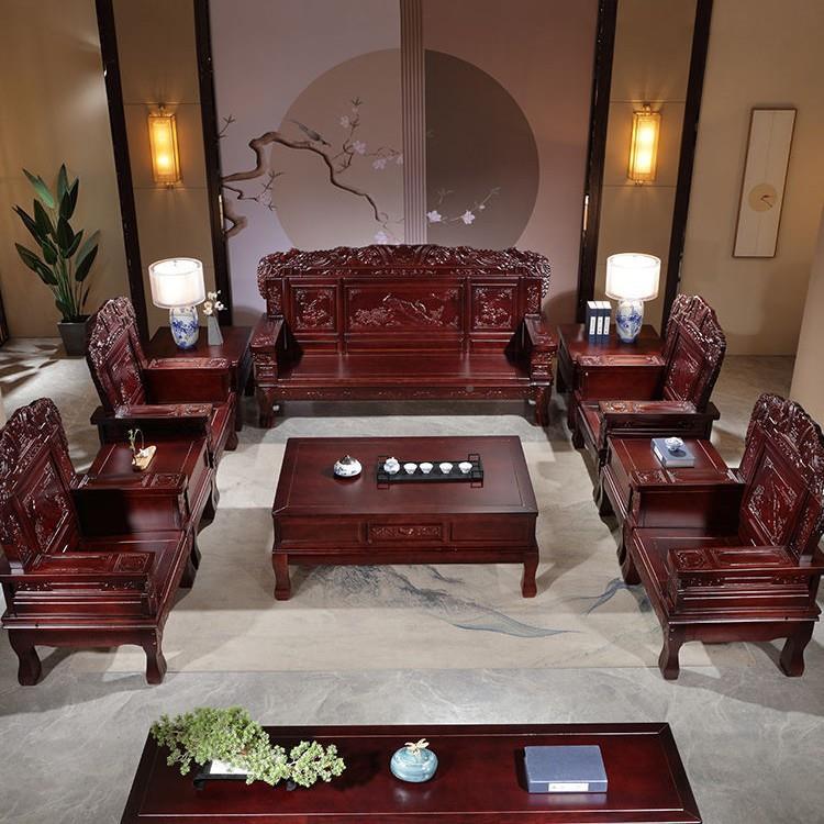 红椿木全实木沙发茶几柜电视组合中式客厅64574576家两冬夏用用古