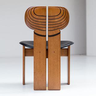 式古木餐椅复古雕刻靠背椅大户型设实IRJ计师中新中休闲椅子