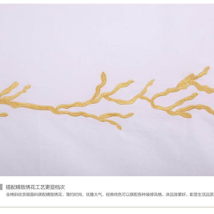 酒纯棉刺品绣床套件纯棉贡缎素雅绣花店床单nxsjt013被套枕套四件