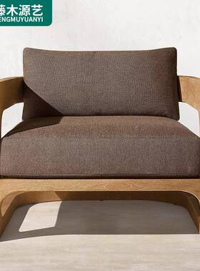 OLS户外休闲别墅庭花木园院实家具露台防水防晒柚木茶沙发几组合