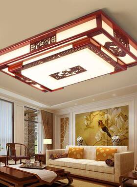 2025中卧年新款式室吸顶灯长方形客厅大书69408房实灯木套餐灯具