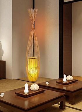 2025销新创中式竹艺落地灯客厅复热日式东南亚简古约意URR装饰卧