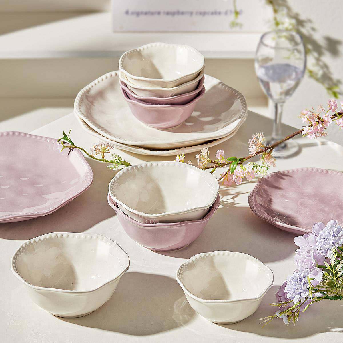 奶油风陶子瓷家用F77SMSM7米饭碗。紫色高颜值一人食小碗盘碗碗碟