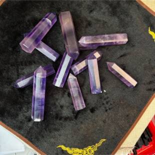 天然紫云母水磁晶黄消柱公斤白紫粉水晶紫水晶柱风水摆件家居