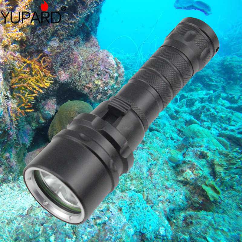 L2 LED潜水补光手电筒T6白黄光强光潜水远射水下带电池充电器