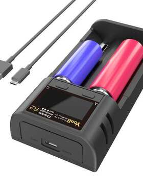 TypeC3.7V18650锂电池双槽充电器 AA5号镍氢21700LCD容量测试仪2A