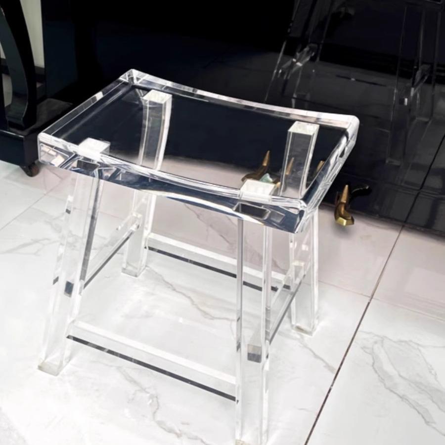 现代简约换鞋凳透明亚克力床尾凳家用长凳卧室梳妆台意式极简椅子