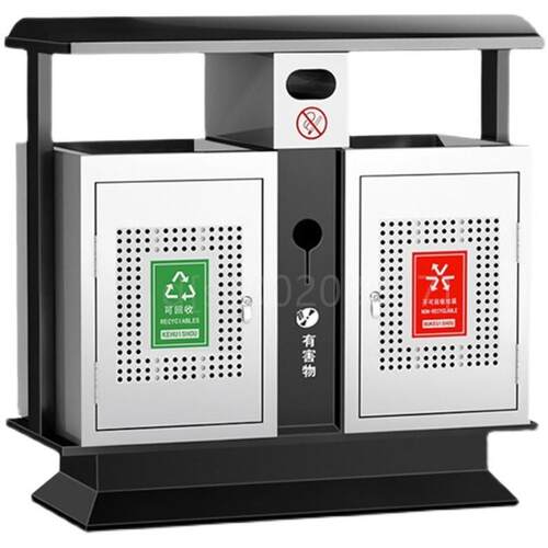 直销。户外环卫镀锌板垃圾桶商用果皮箱四分类大号冲孔公园社区街