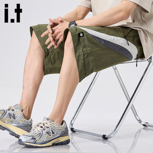 潮牌户外运动休闲五分中裤 it：fivecm凉感速干撞色短裤 男夏天薄款