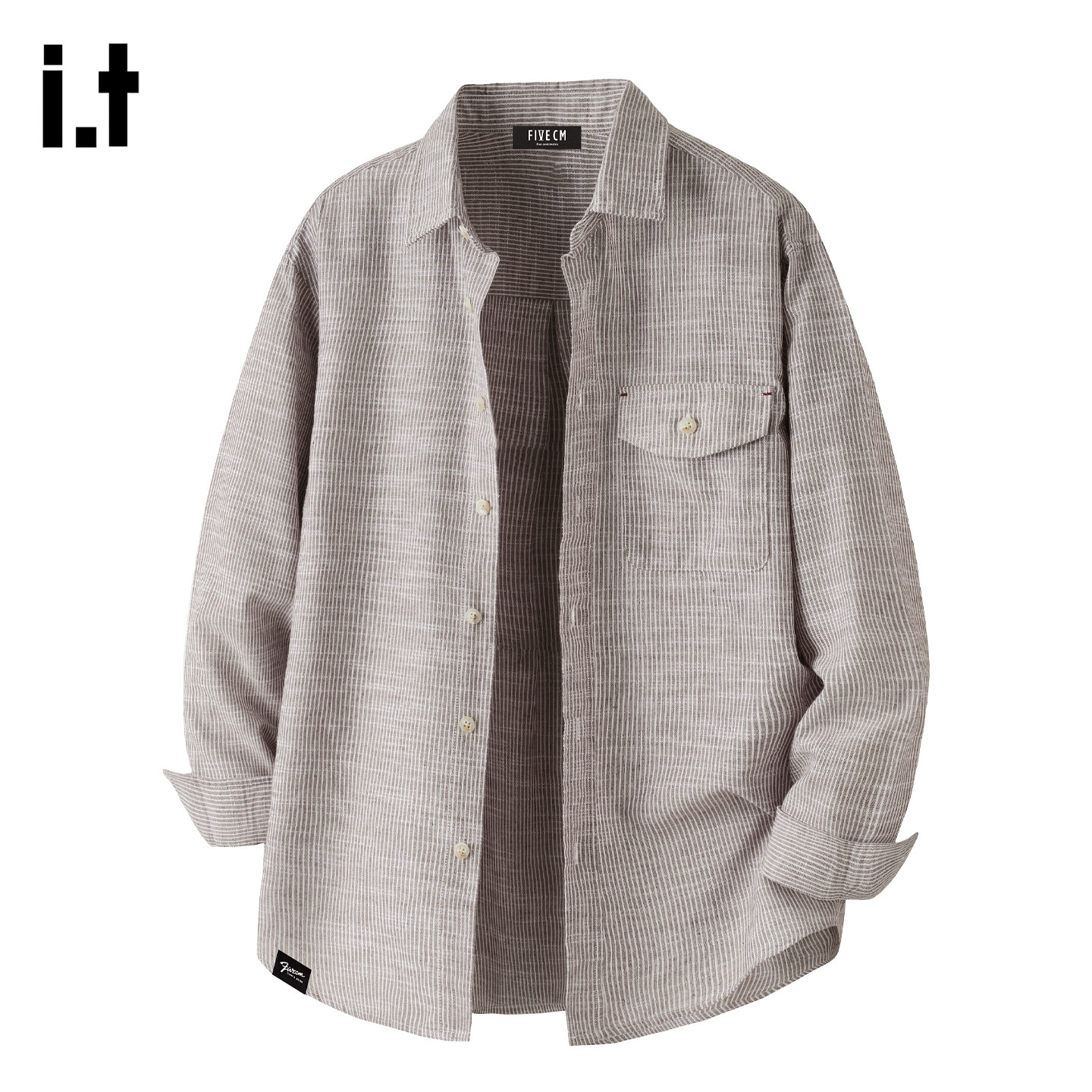 it：fivecm美式潮流条纹长袖衬衣男士春季新款宽松休闲衬衣外套男,男装,衬衫,淘宝优惠券,粉丝福利购,淘宝优惠卷