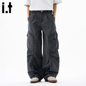 男潮牌设计感休闲裤 子 高街侧边宽松阔腿工装 裤 5cm FIVECM美式