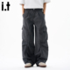 男潮牌设计感休闲裤 子 高街侧边宽松阔腿工装 裤 5cm FIVECM美式
