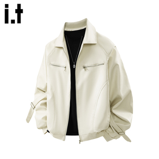 翻领宽松高端户外夹克外套 2026年春季 it：fivecm潮牌新款 皮衣男士
