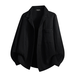 男士 小众设计抗皱长袖 衬衫 新款 衬衣 春季 it:fivecm黑色气质百搭款