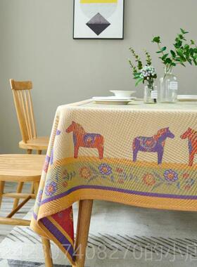 正品桌布布艺代现轻奢高级感北餐欧客厅茶几长形美式棉麻桌布方台