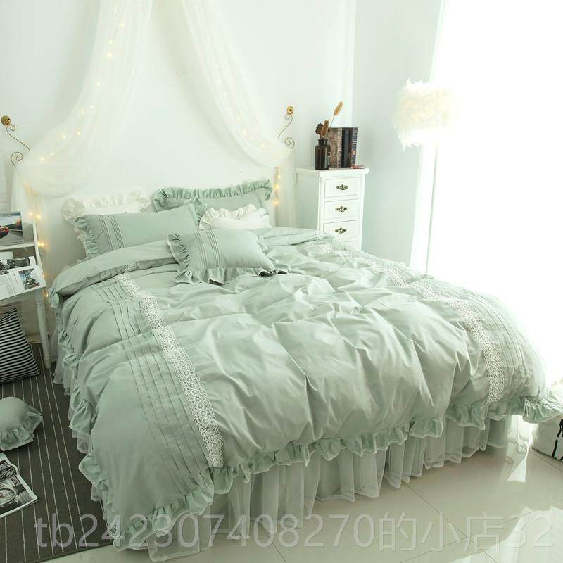 正品式四件套风全棉纯白色贡缎公主床纯棉被套1.单8m床裙式床上用,床上用品,床品套件/四件套/多件套,淘宝优惠券,粉丝福利购,淘宝优惠卷