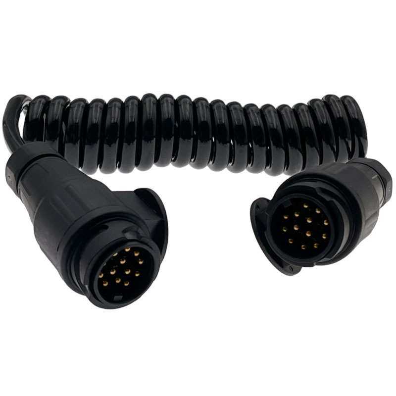 拖车插头13针公对公改装带弹簧螺旋延长线连接线长度3m弹簧螺旋线,3C数码配件,摄像机配件,淘宝优惠券,粉丝福利购,淘宝优惠卷