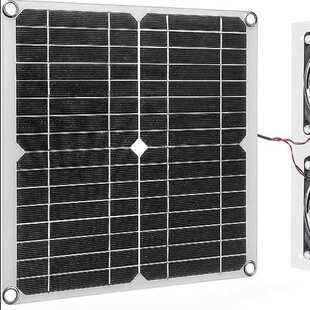 20W18V太阳能电池板风扇排气扇适用于温室鸡舍棚屋狗屋外屋顶通风
