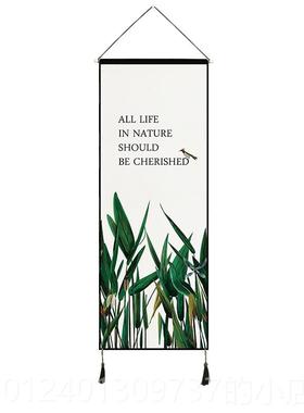 高档北欧sin绿色植物田园出租房画装饰布艺挂画民背景挂布可定宿