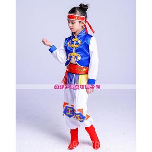 高档童蒙古儿演服出服男汉女童草原欢歌萨布罕白马舞蹈筷子舞表演