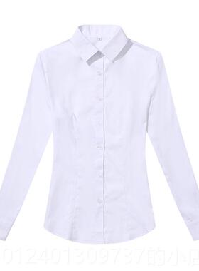 高档中国色银行工装短袖行蓝色衬衣女修身工作服中女士蓝长袖职业